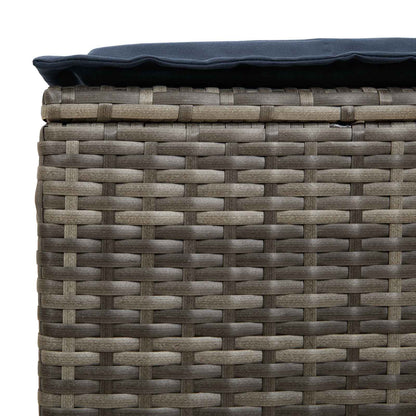 Poggiapiedi da Giardino 2 Pezzo Grigio e Blu Navy Rattan in PE