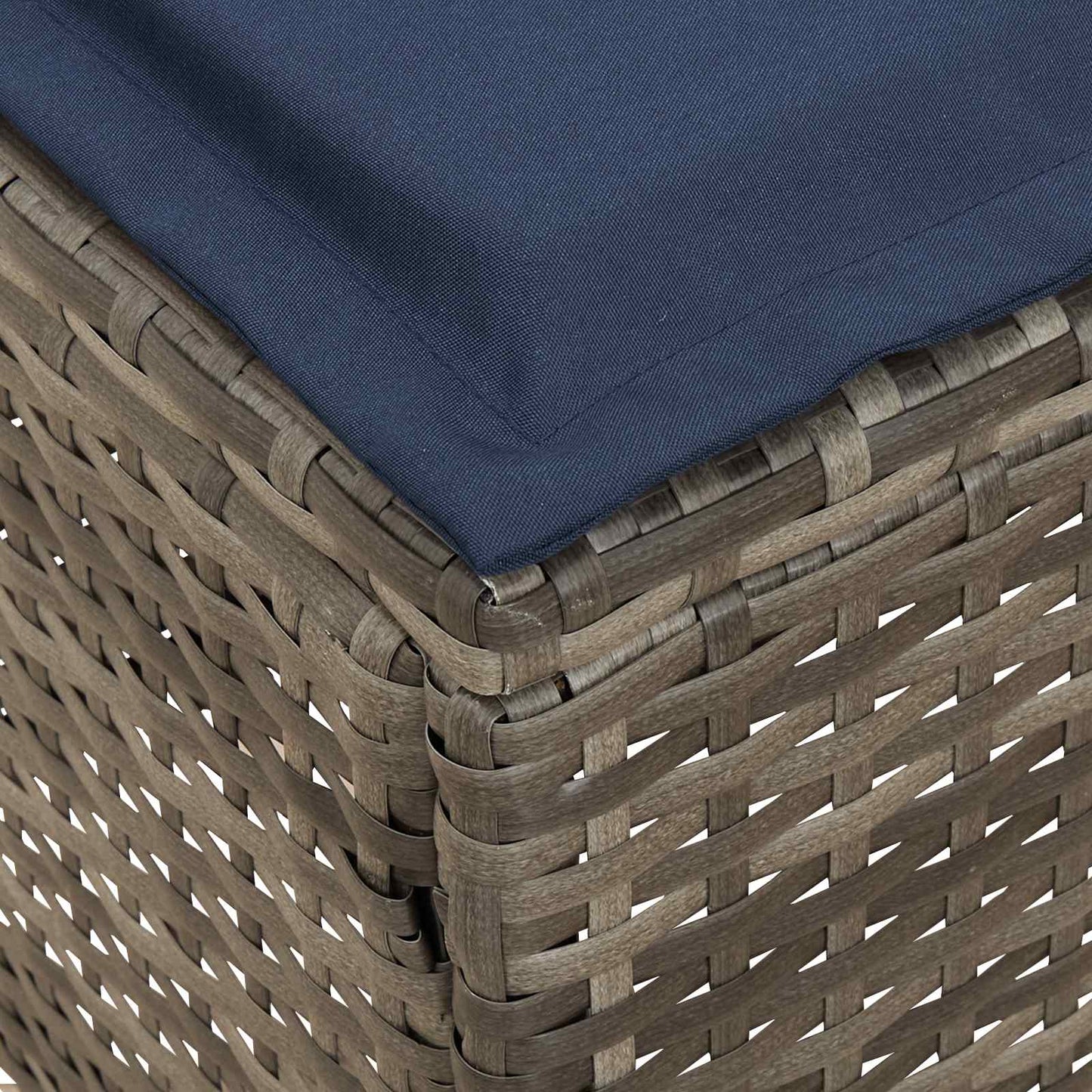 Poggiapiedi da Giardino 2 Pezzo Grigio e Blu Navy Rattan in PE