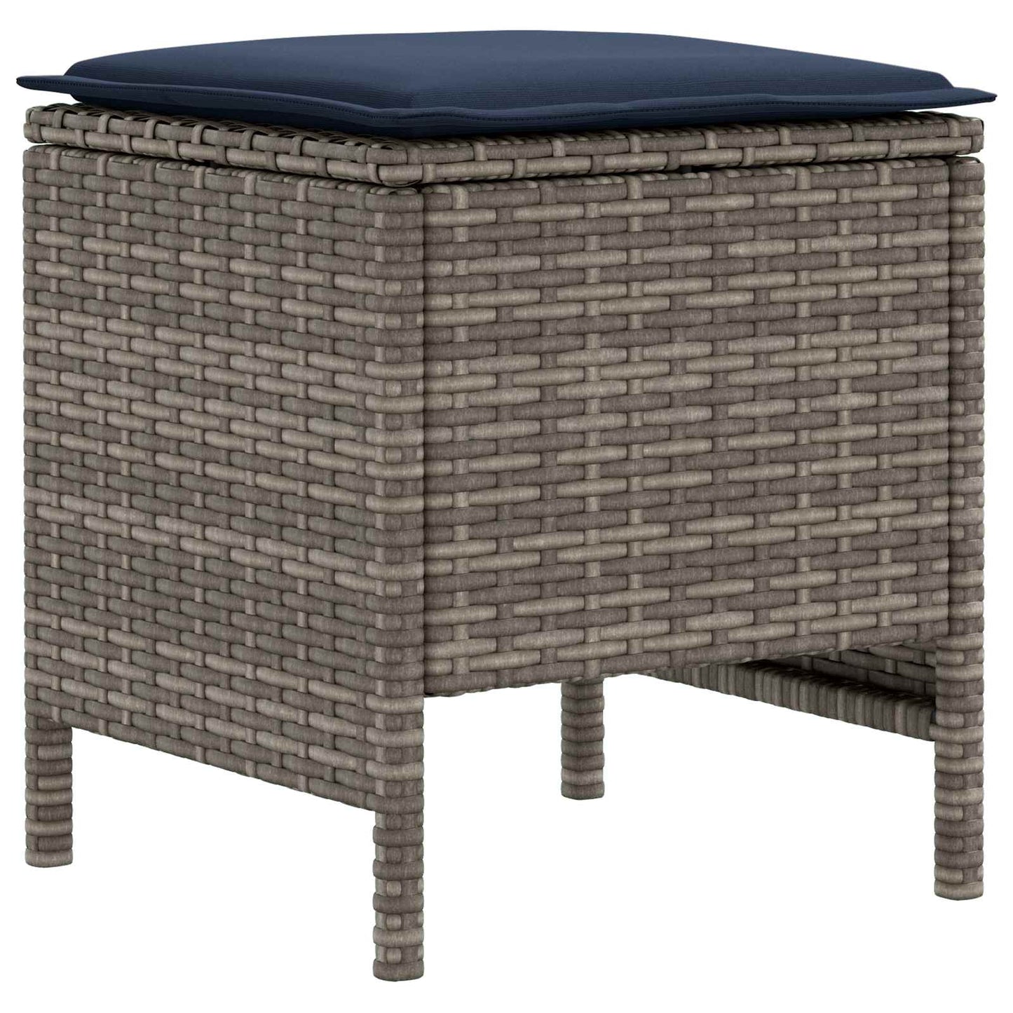 Poggiapiedi da Giardino 2 Pezzo Grigio e Blu Navy Rattan in PE