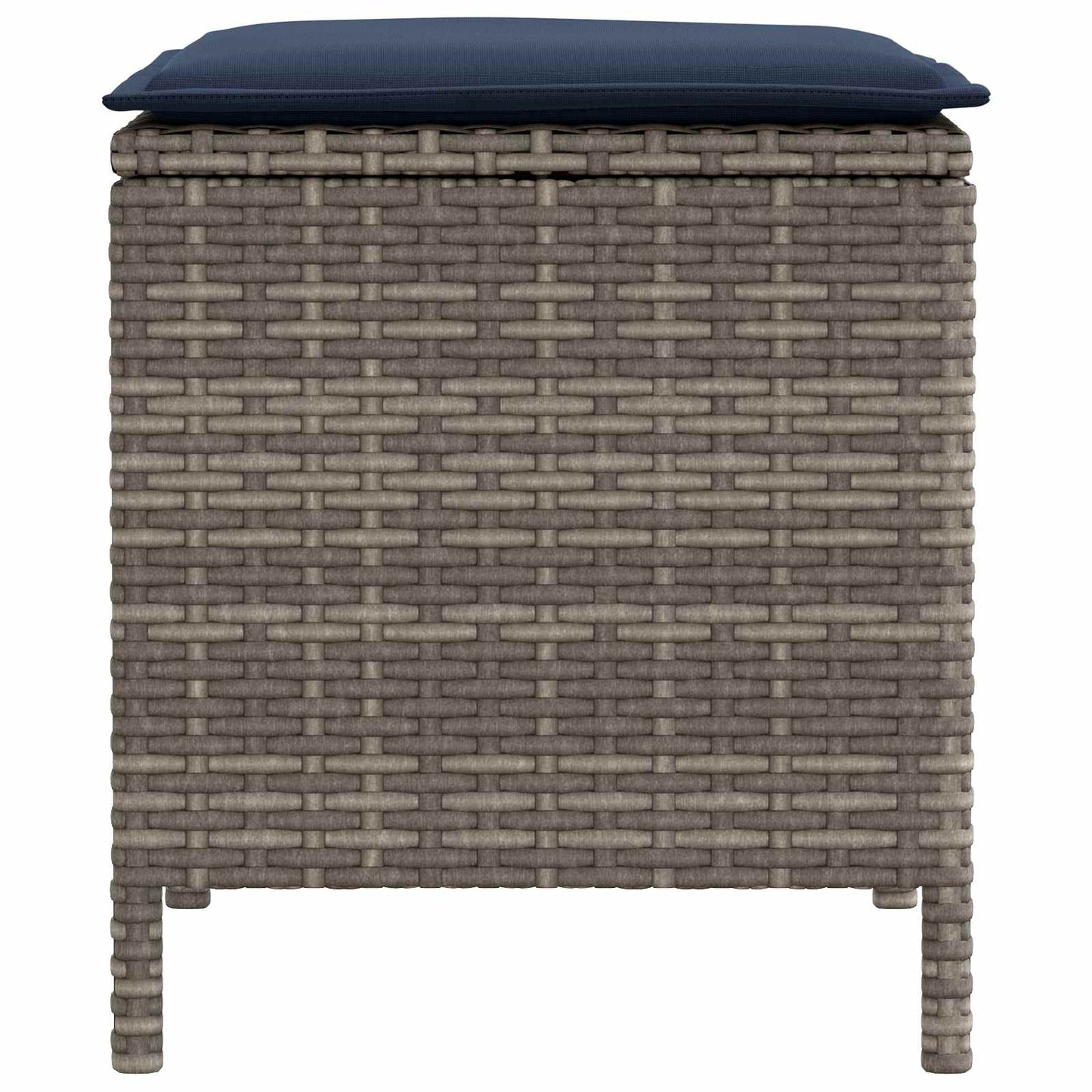 Poggiapiedi da Giardino 2 Pezzo Grigio e Blu Navy Rattan in PE