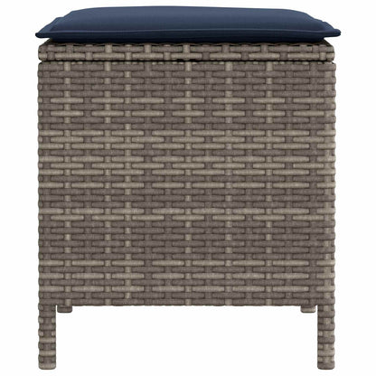 Poggiapiedi da Giardino 2 Pezzo Grigio e Blu Navy Rattan in PE
