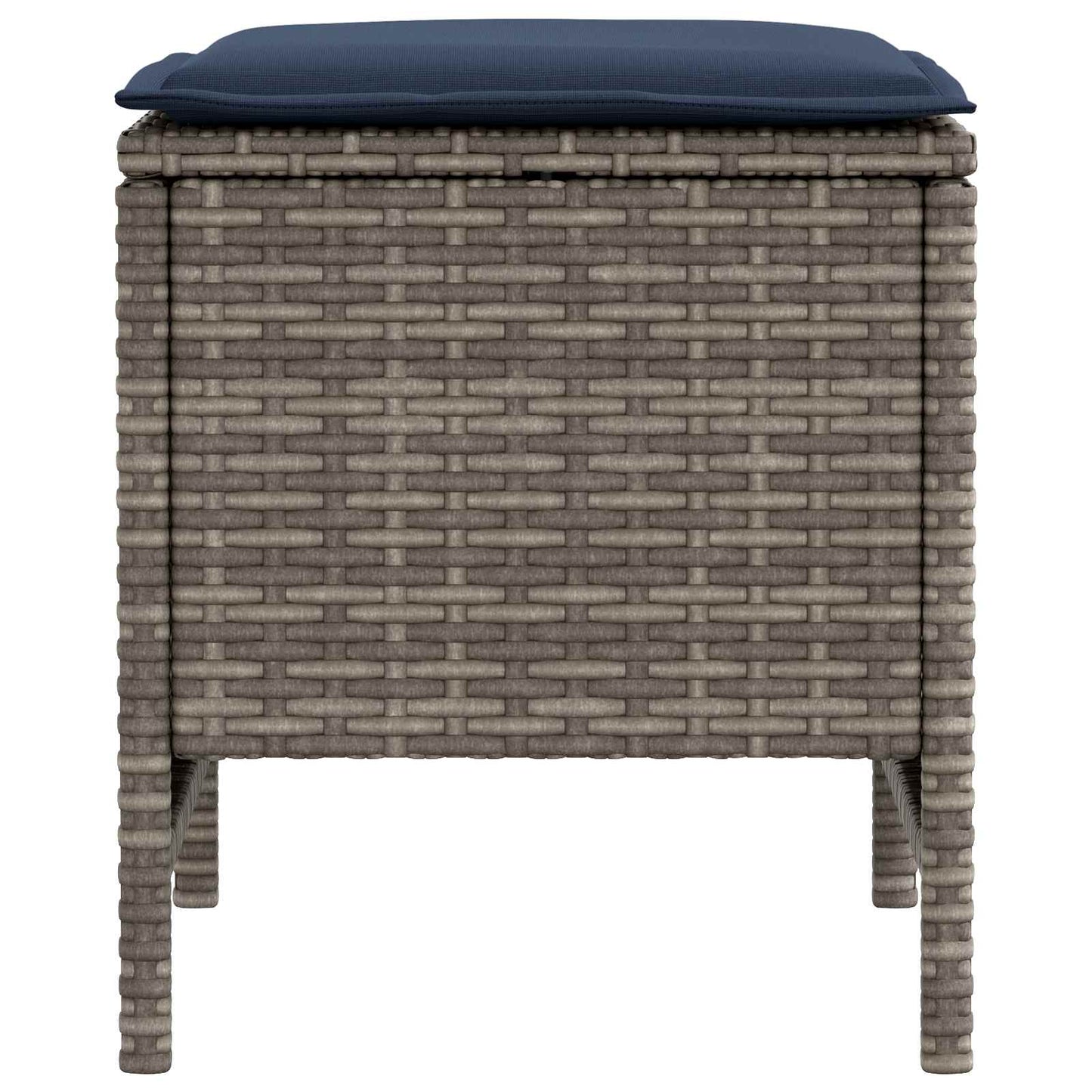 Poggiapiedi da Giardino 2 Pezzo Grigio e Blu Navy Rattan in PE