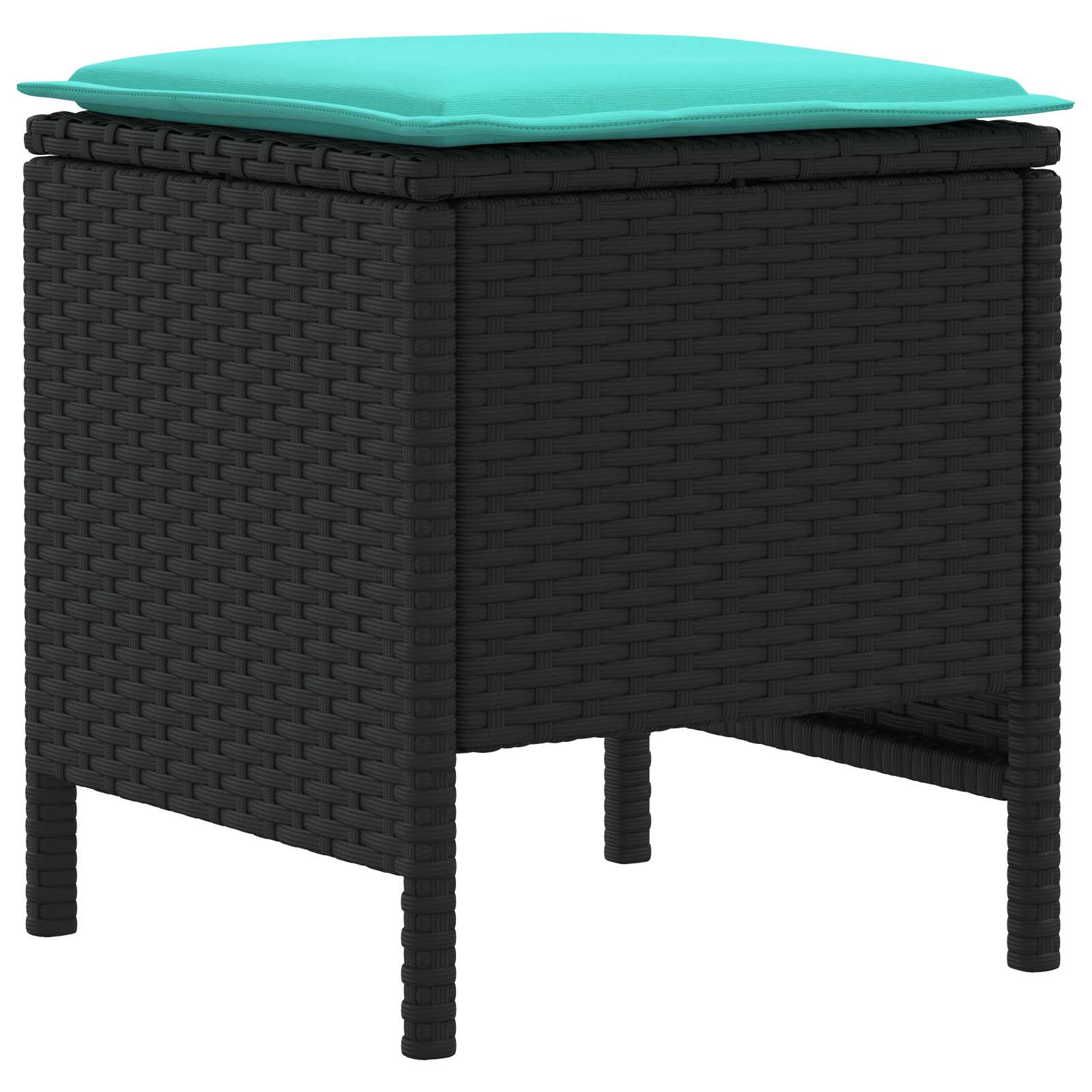 Poggiapiedi da Giardino 2 Pezzo Nero e Turchese 38 x 38 x 45 cm | homemem39