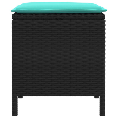 Poggiapiedi da Giardino 2 Pezzo Nero e Turchese 38 x 38 x 45 cm | homemem39