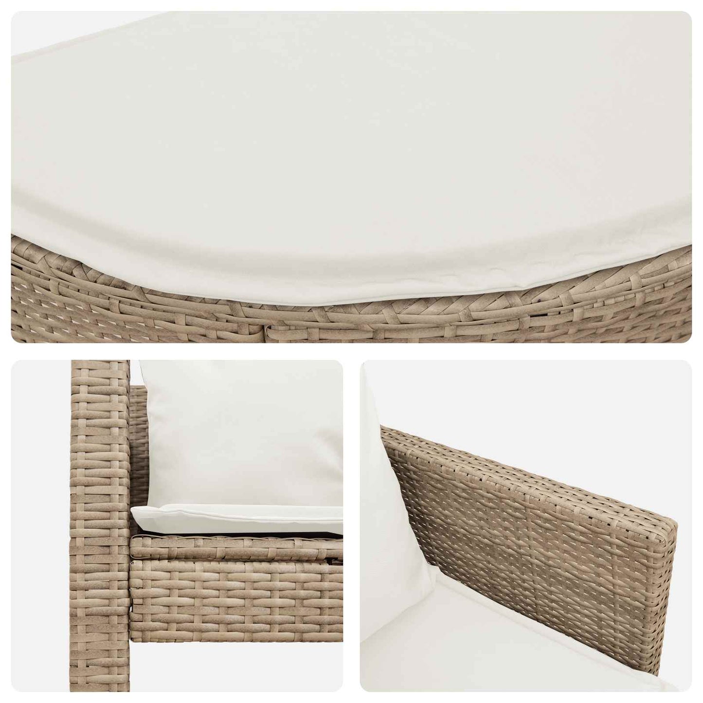 Divano da giardino 8 pz polyrattan Beige e Bianco Crema