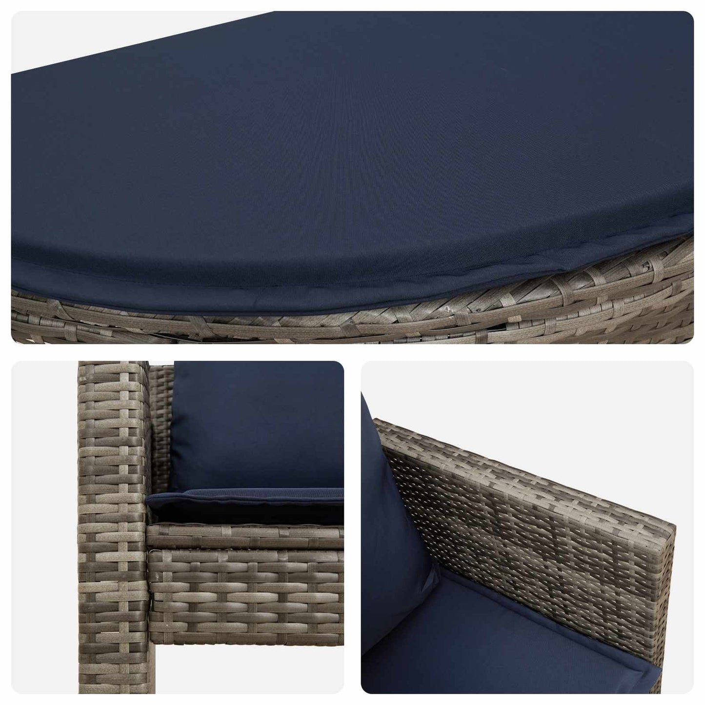 Divano da giardino 8 pcs Grigio e Blu Navy polyrattan | homemem39