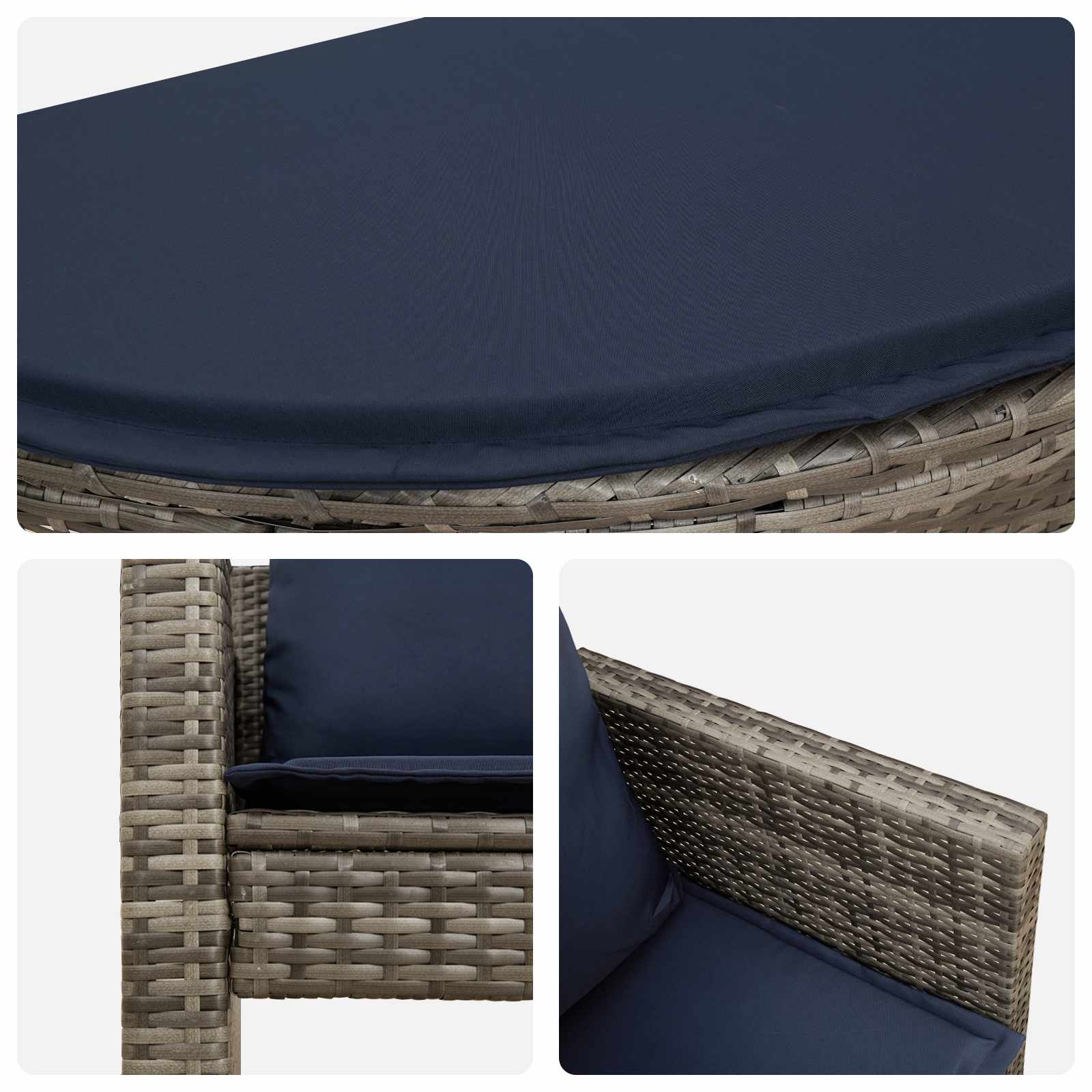 Divano da giardino 8 pcs Grigio e Blu Navy polyrattan | homemem39