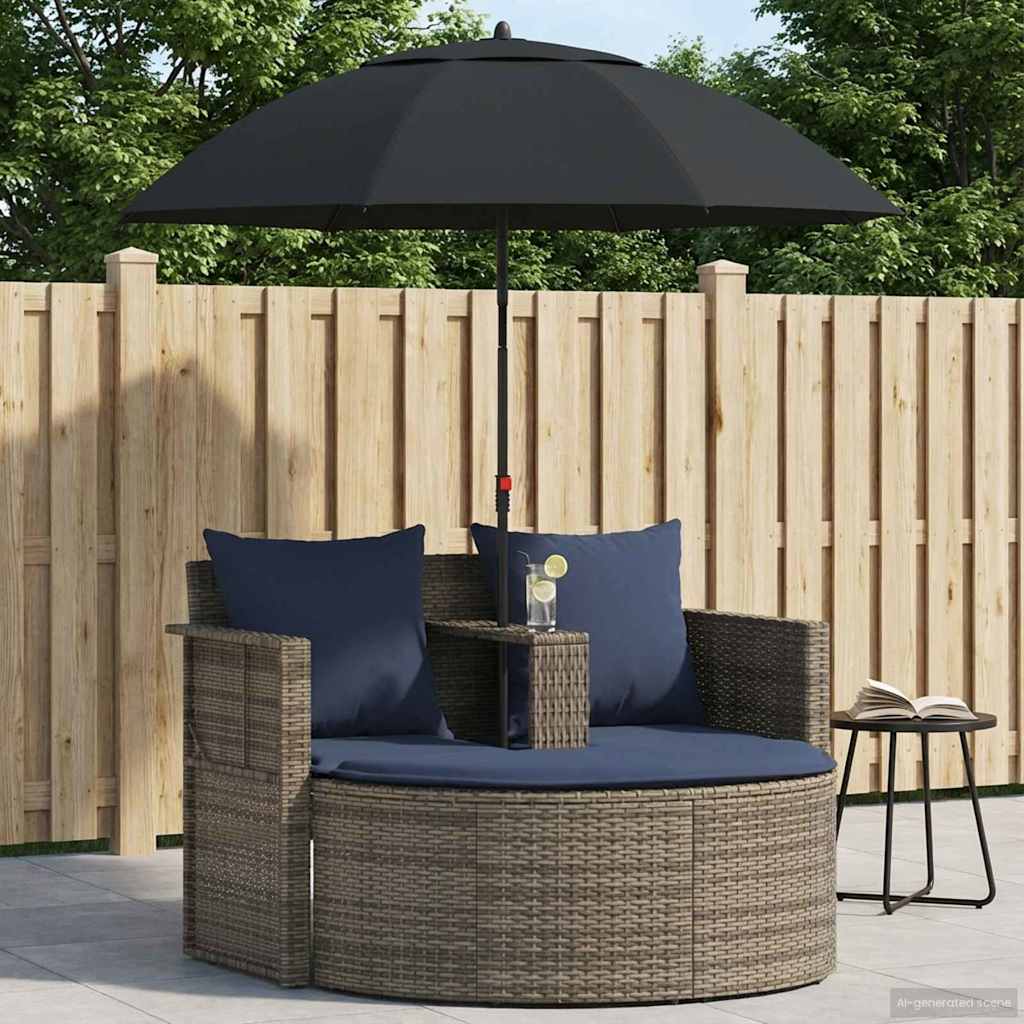 Divano da giardino 8 pz polyrattan Grigio e Blu Navy