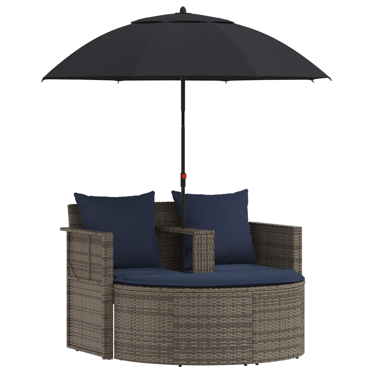 Divano da giardino 8 pz polyrattan Grigio e Blu Navy