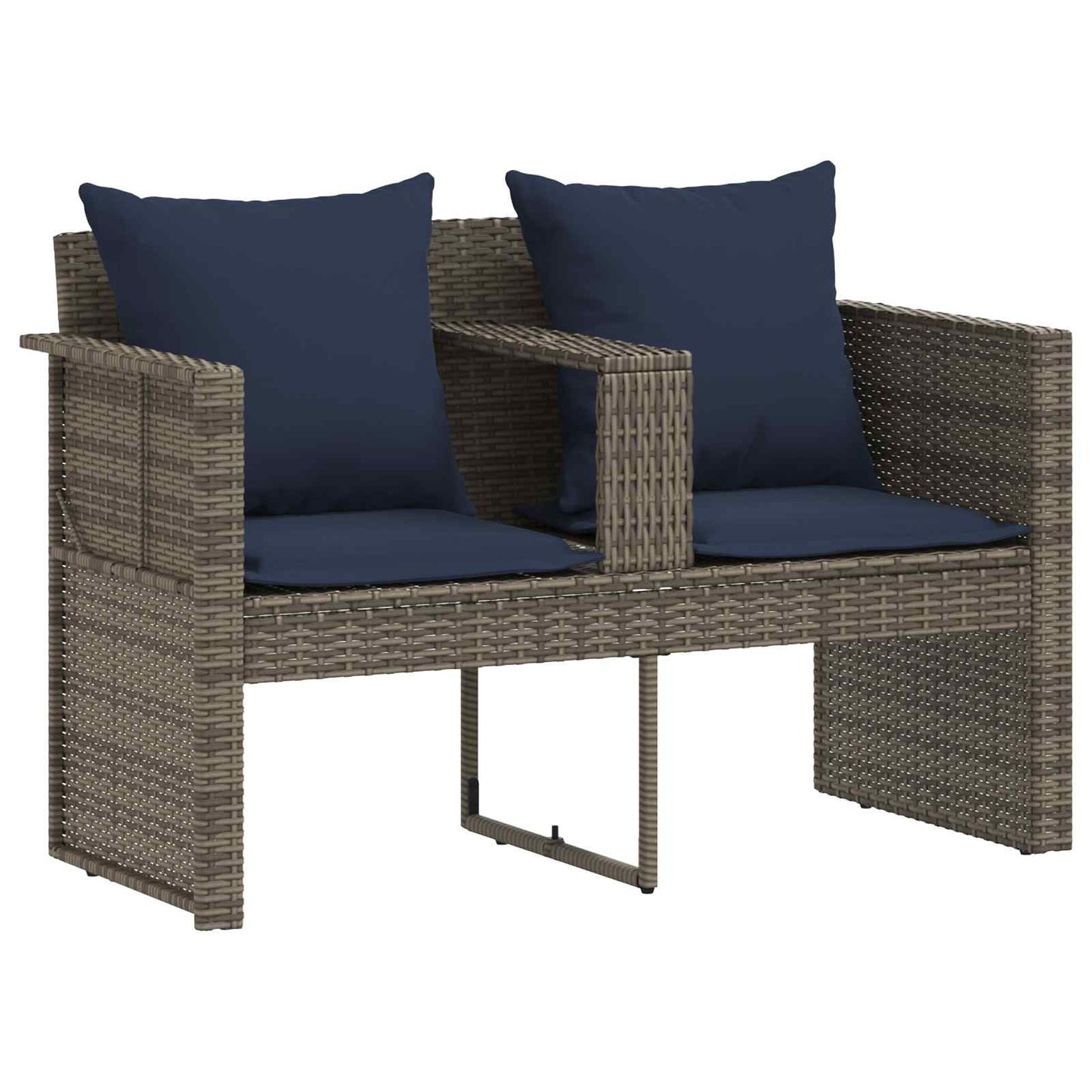 Divano da giardino 8 pz polyrattan Grigio e Blu Navy