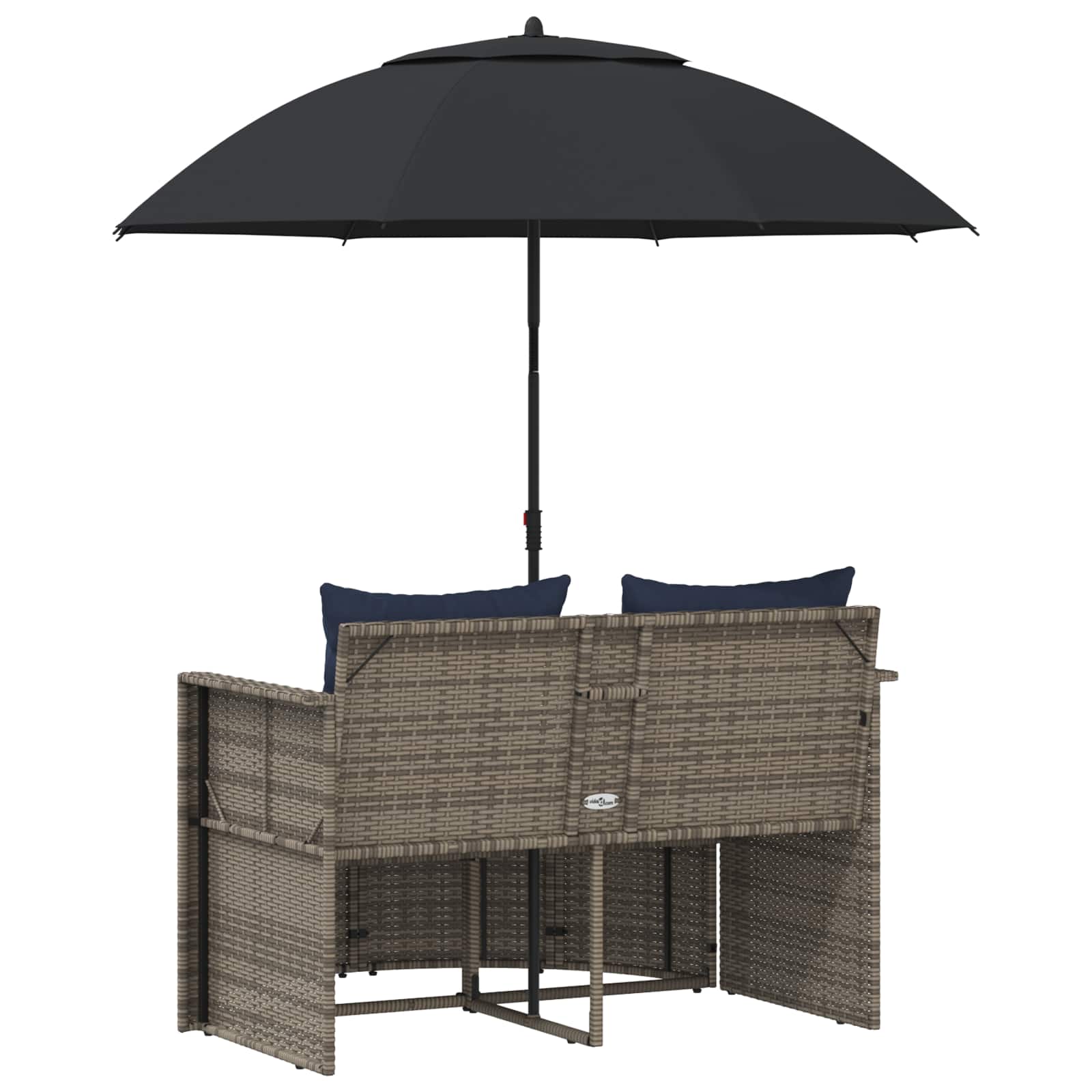 Divano da giardino 8 pcs Grigio e Blu Navy polyrattan | homemem39