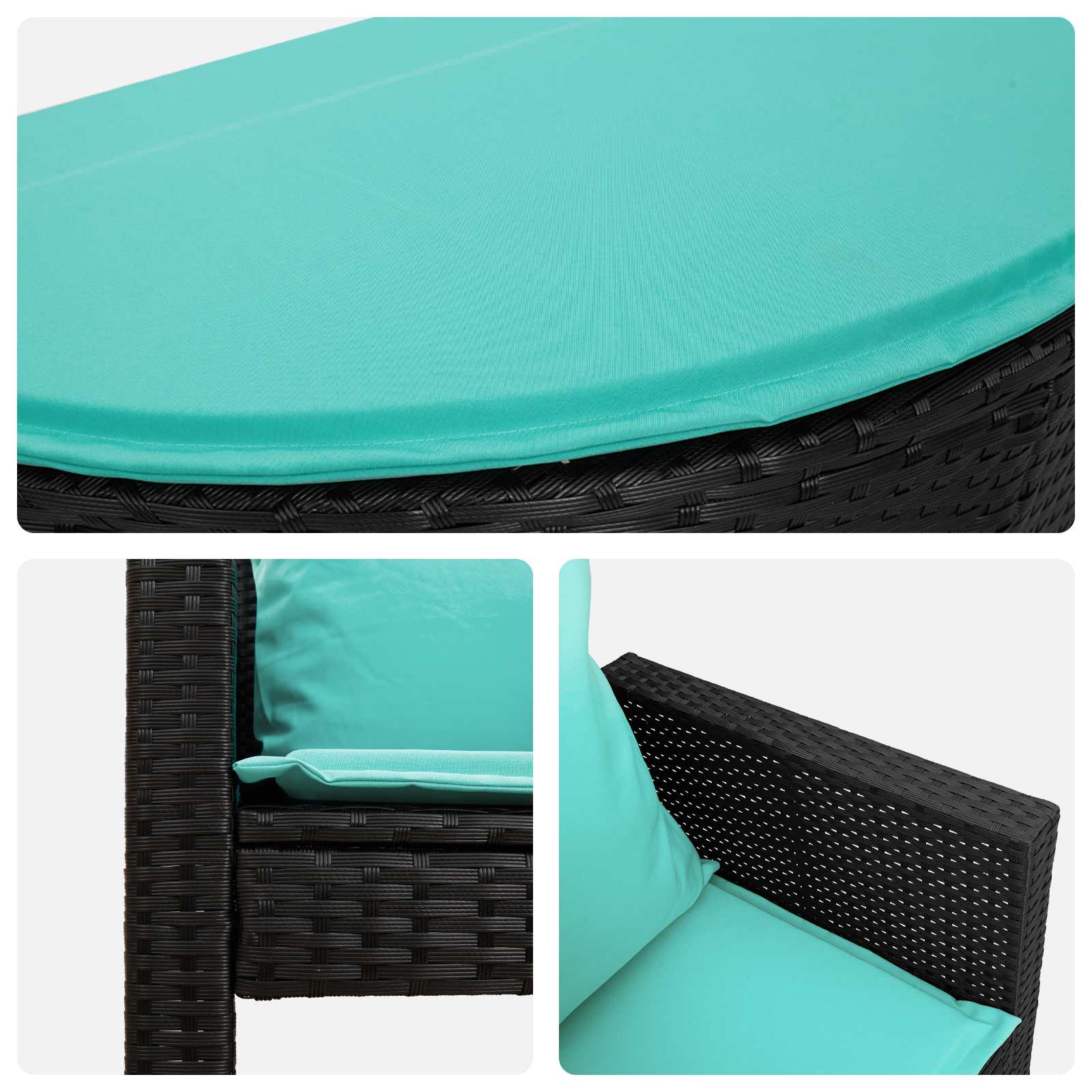 Divano da giardino con cuscino 8 pcs Nero e Turchese polyrattan | homemem39