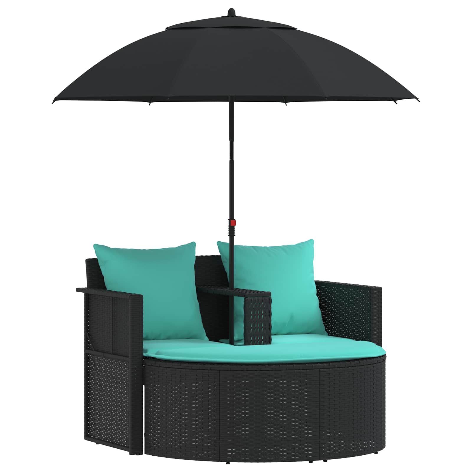 Divano da giardino con cuscino 8 pcs Nero e Turchese polyrattan | homemem39