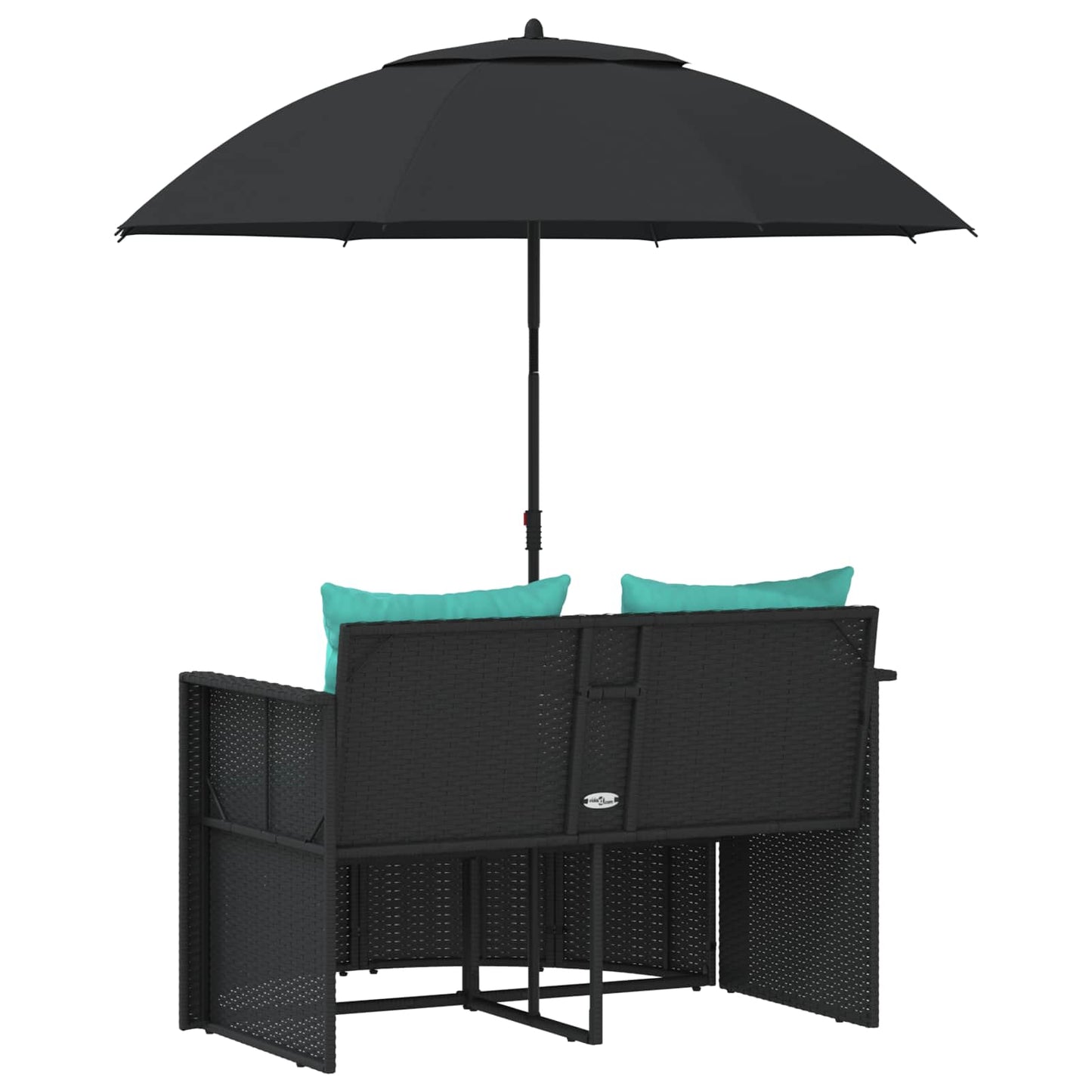 Divano da giardino con cuscino 8 pcs Nero e Turchese polyrattan | homemem39