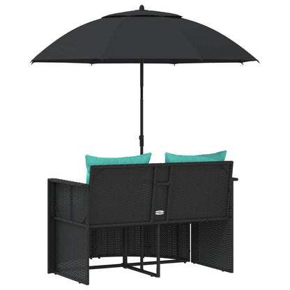 Divano da giardino con cuscino 8 pcs Nero e Turchese polyrattan | homemem39