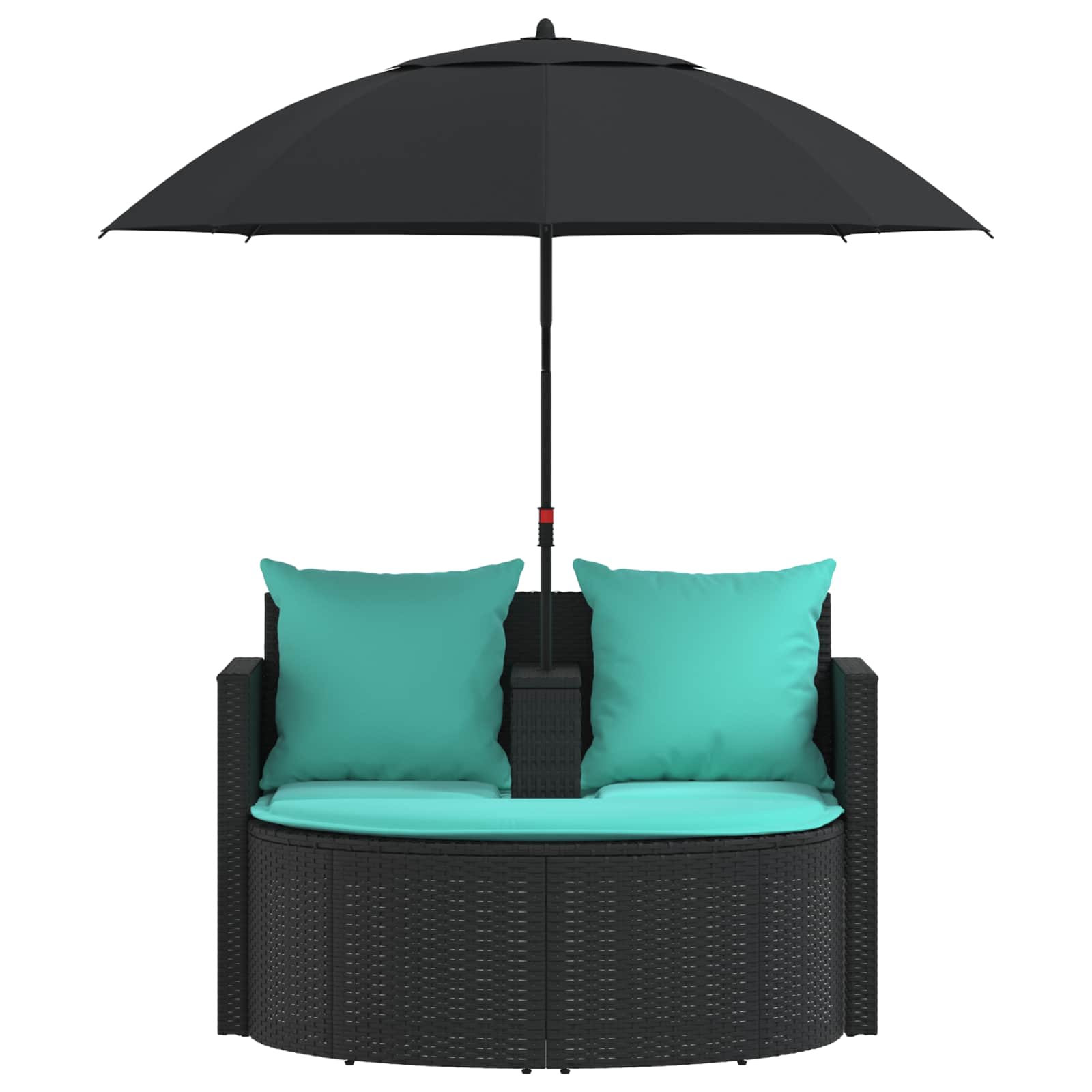 Divano da giardino con cuscino 8 pcs Nero e Turchese polyrattan | homemem39