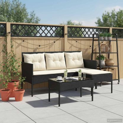 Set Divano da Giardino 2 pcs Nero e Crema polyrattan | homemem39