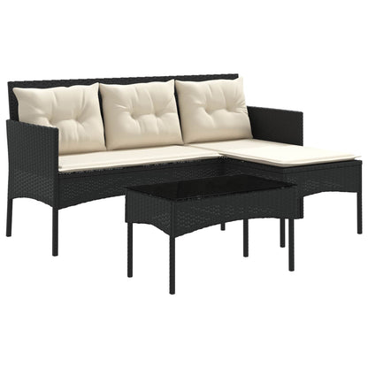 Set Divano da Giardino 2 pcs Nero e Crema polyrattan | homemem39