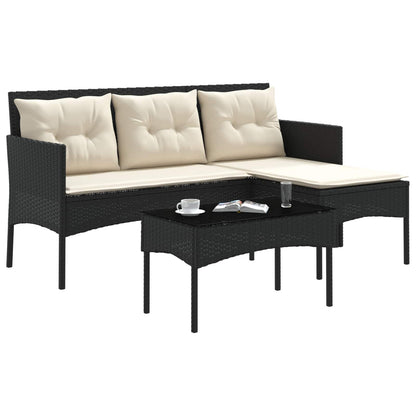Set Divano da Giardino 2 pcs Nero e Crema polyrattan | homemem39