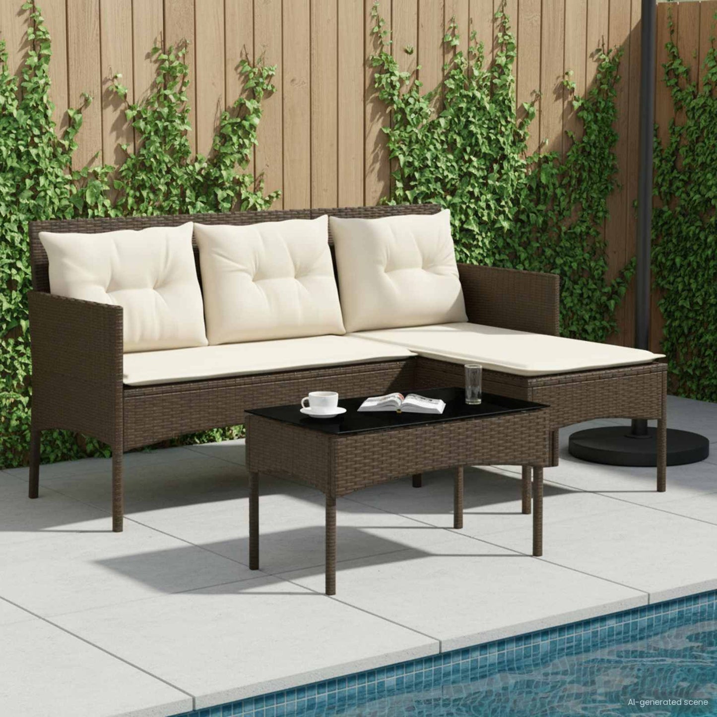Set Divano da Giardino con cuscino 2 pcs polyrattan | homemem39