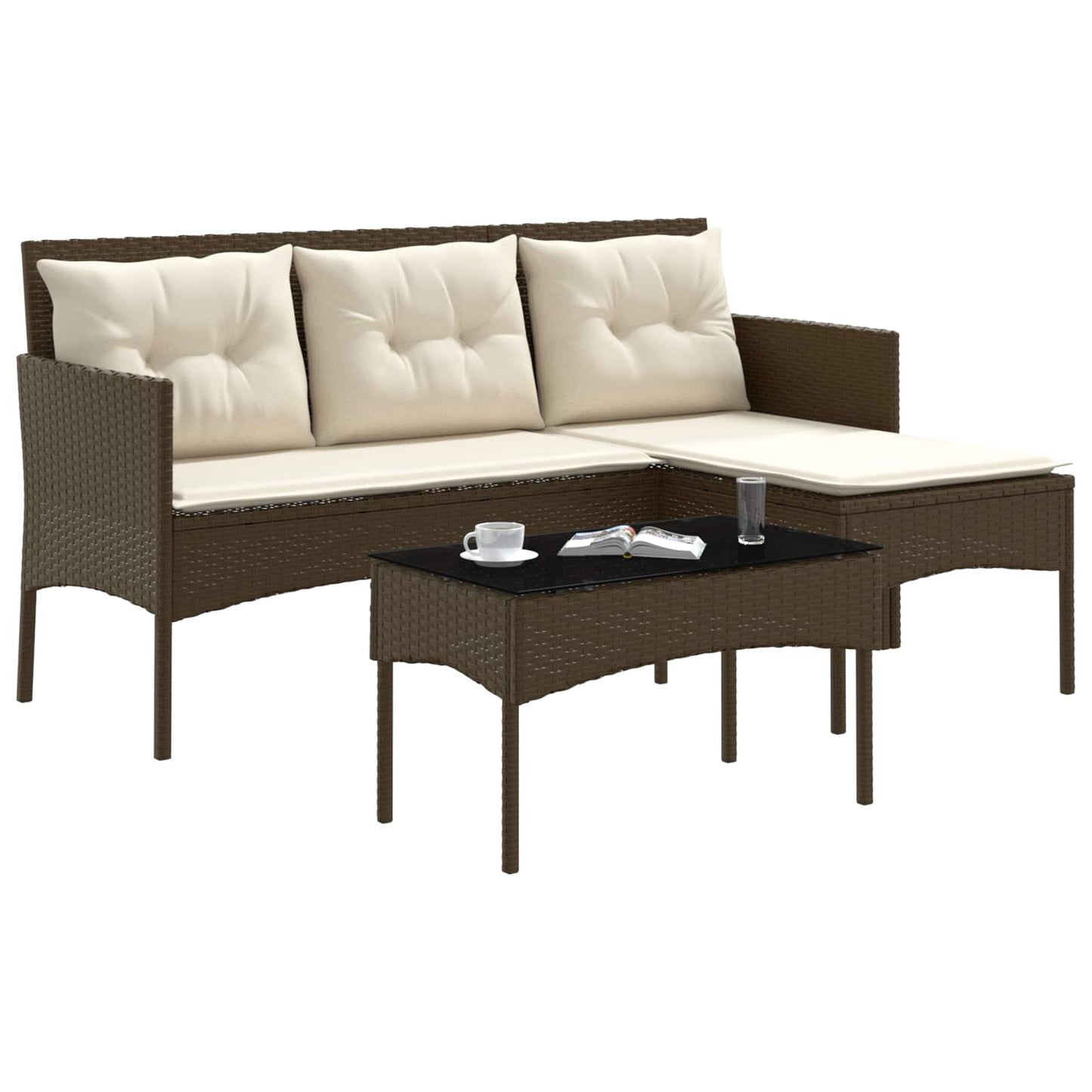 Set Divano da Giardino con cuscino 2 pcs polyrattan | homemem39