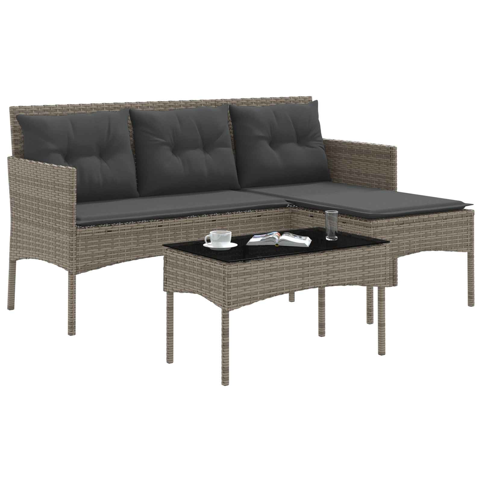 Set Divano da Giardino con cuscino 2 pcs polyrattan | homemem39