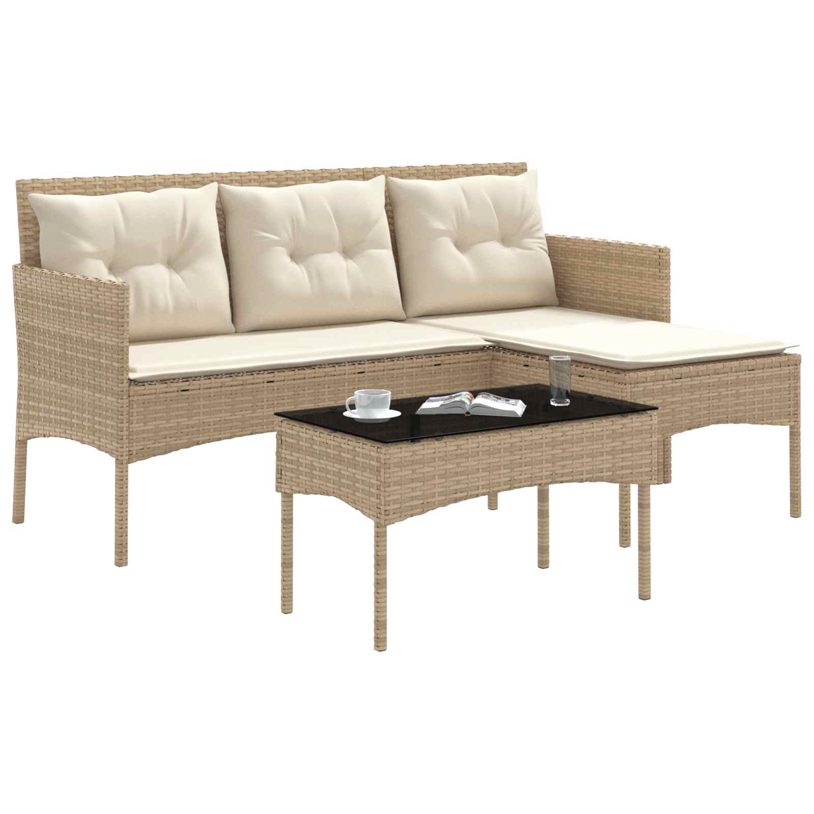 Set Divano da Giardino con cuscino 2 pcs polyrattan | homemem39