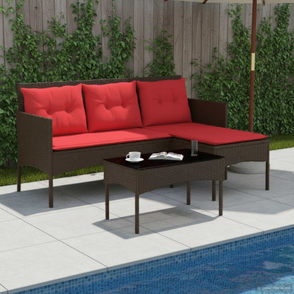 Set Divano da Giardino 2 pcs Marrone e Rosso polyrattan | homemem39