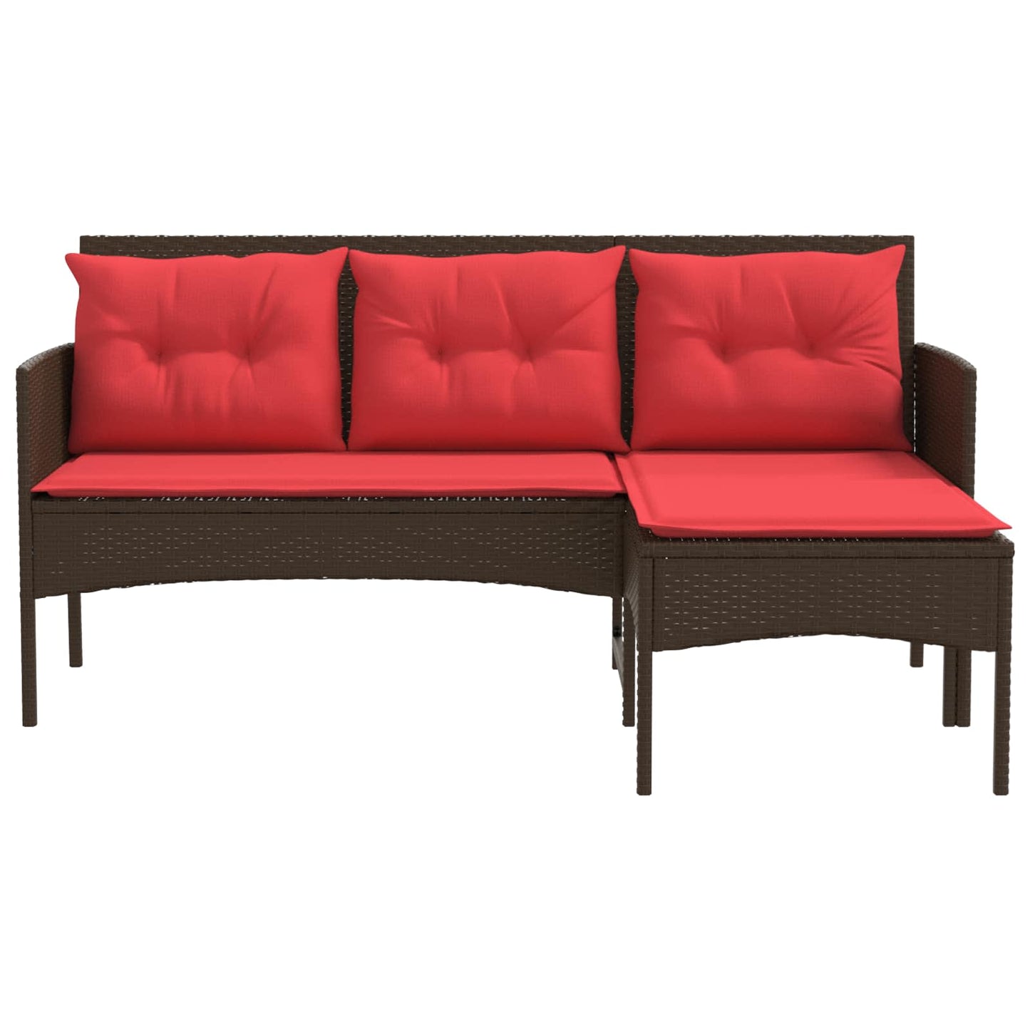 Set Divano da Giardino 2 pcs Marrone e Rosso polyrattan | homemem39