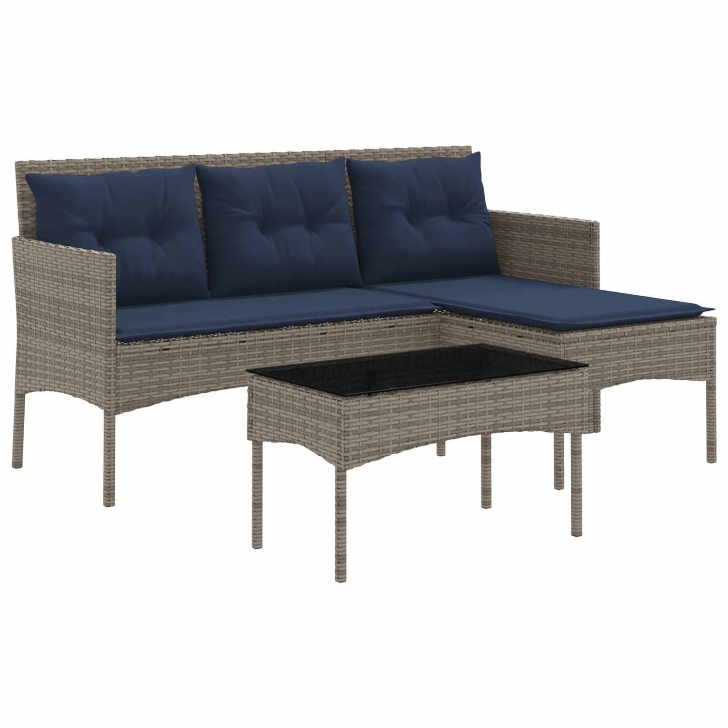 Set Divano da Giardino 2 pcs Grigio e Blu Navy polyrattan | homemem39