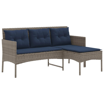 Set Divano da Giardino 2 pcs Grigio e Blu Navy polyrattan | homemem39