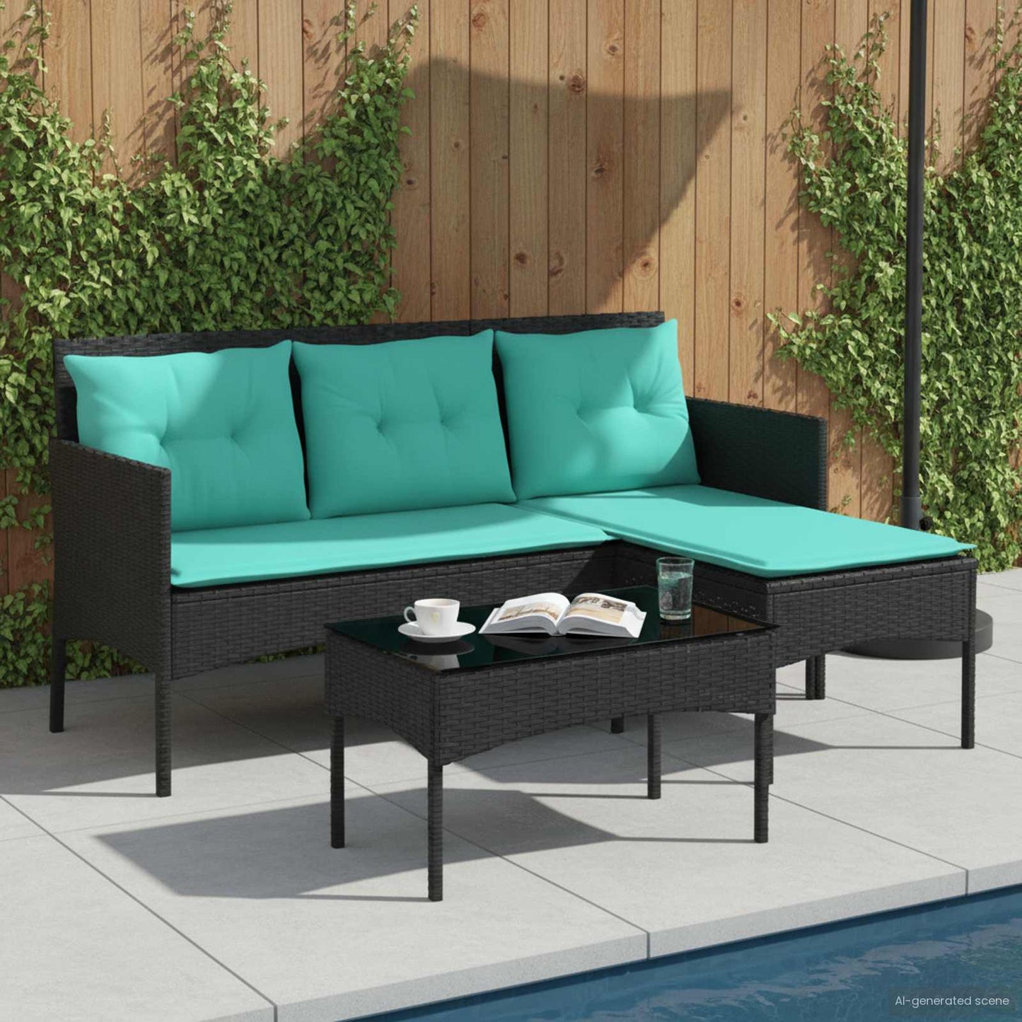 Set Divano da Giardino con cuscino 2 pcs polyrattan | homemem39