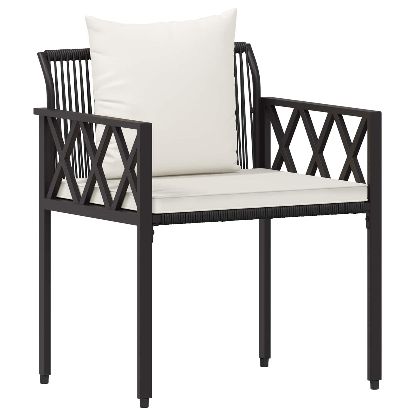 Set Mobili da Esterno 4 pcs Nero e Bianco Crema polyrattan | homemem39