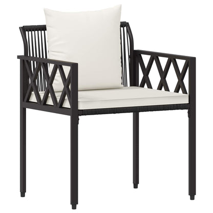 Set Mobili da Esterno 4 pcs Nero e Bianco Crema polyrattan | homemem39