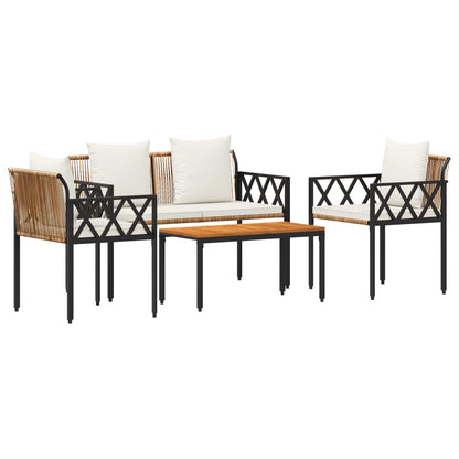 Set Mobili da Esterno 4 pcs Marrone e Bianco Crema polyrattan | homemem39