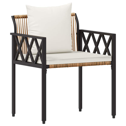Set Mobili da Esterno 4 pcs Marrone e Bianco Crema polyrattan | homemem39