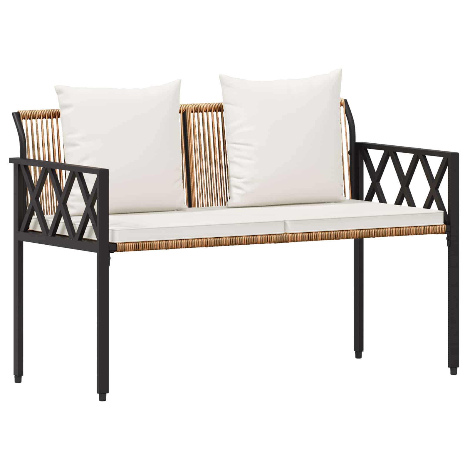 Set Mobili da Esterno 4 pcs Marrone e Bianco Crema polyrattan | homemem39