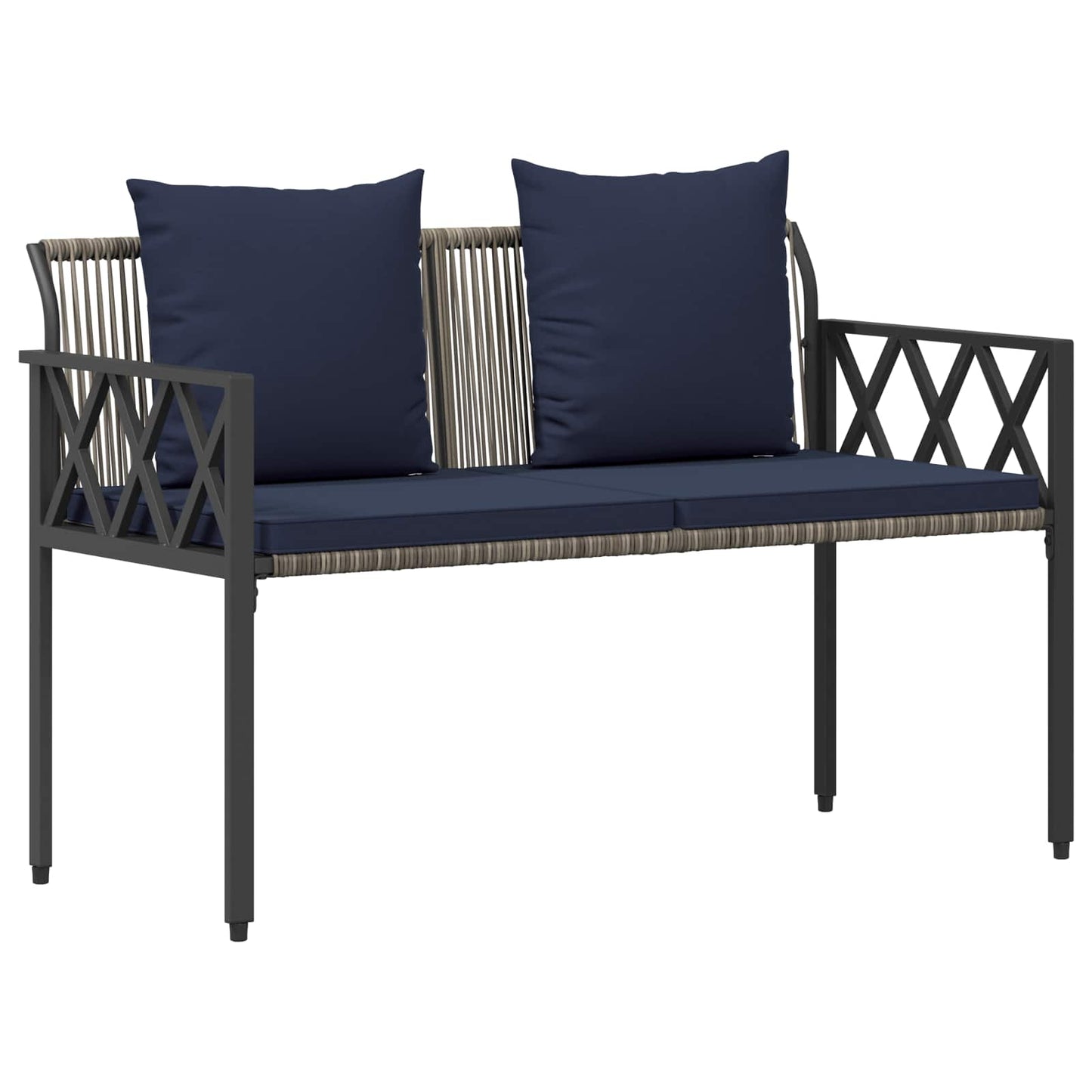 Set Mobili da Esterno 4 pcs Grigio e Blu Navy polyrattan | homemem39