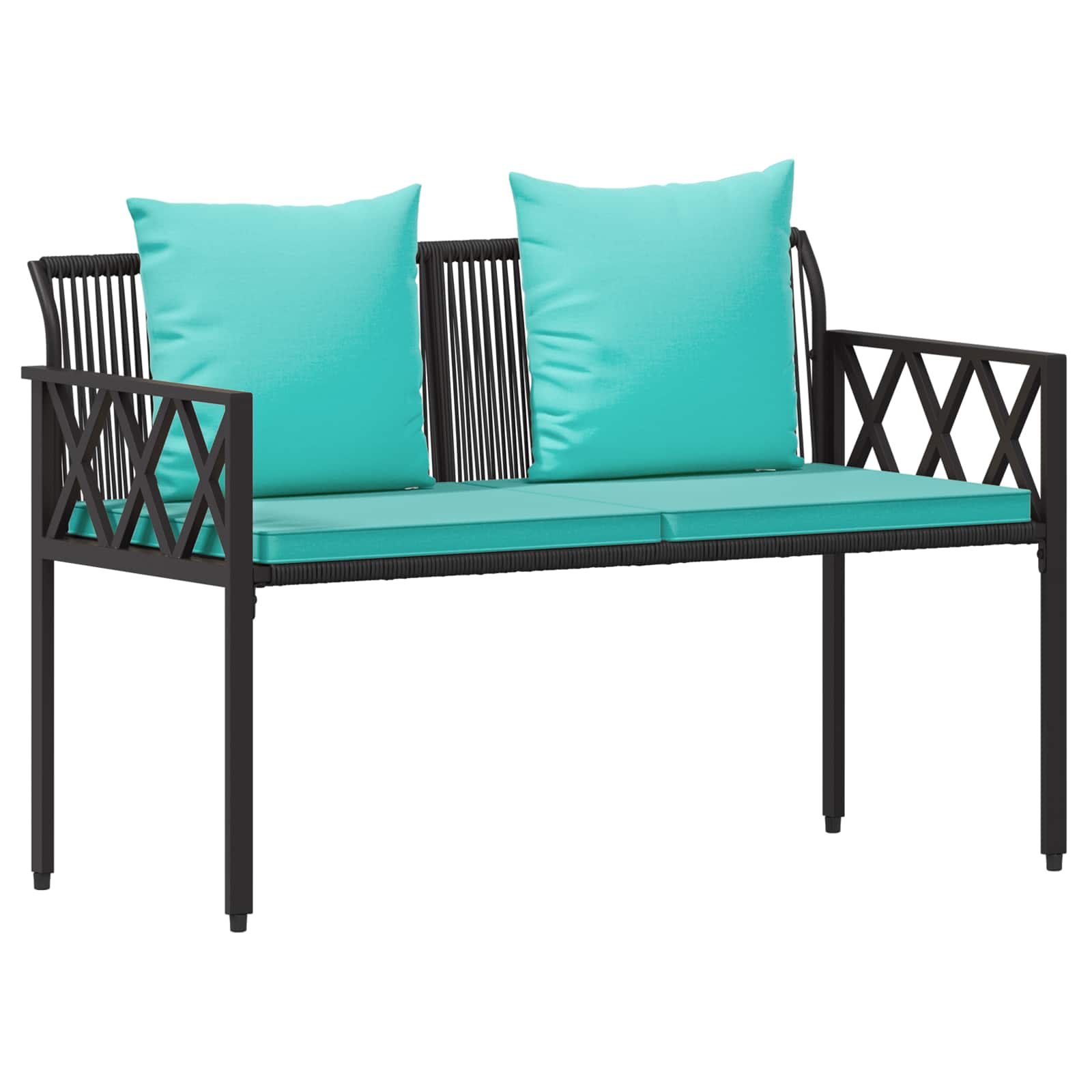 Set Mobili da Esterno 4 pcs Nero e Turchese polyrattan | homemem39
