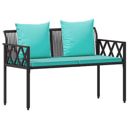 Set Mobili da Esterno 4 pcs Nero e Turchese polyrattan | homemem39