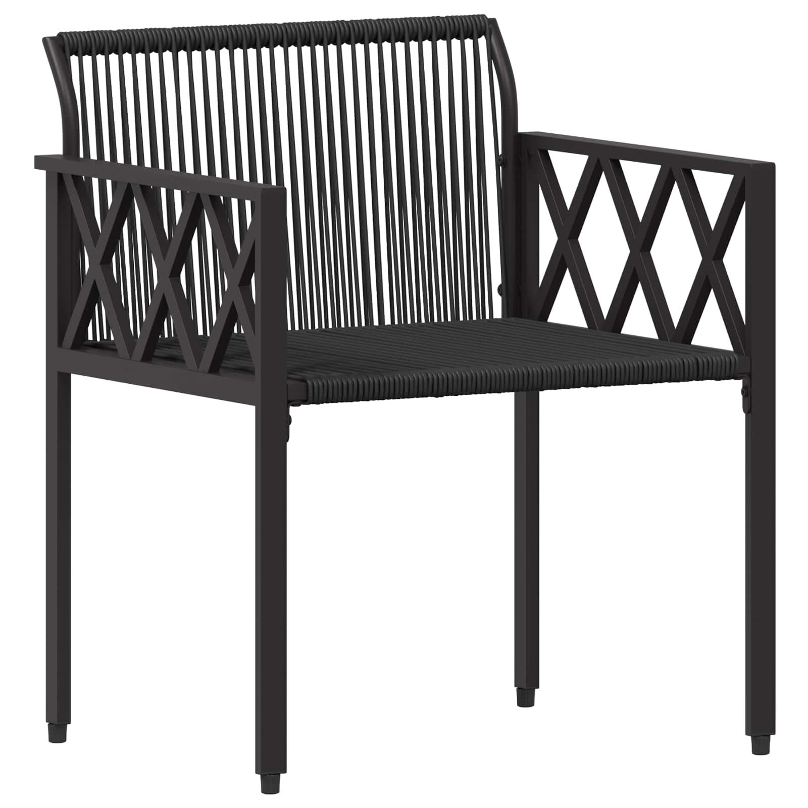 Set Mobili da Esterno 3 pcs Nero e Bianco Crema polyrattan | homemem39