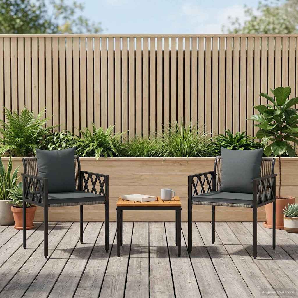 Set Mobili da Esterno 3 pcs Grigio e Grigio Scuro polyrattan | homemem39