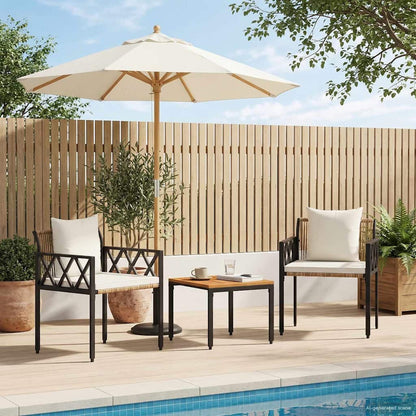 Set Mobili da Esterno 3 pcs Marrone e Bianco Crema polyrattan | homemem39