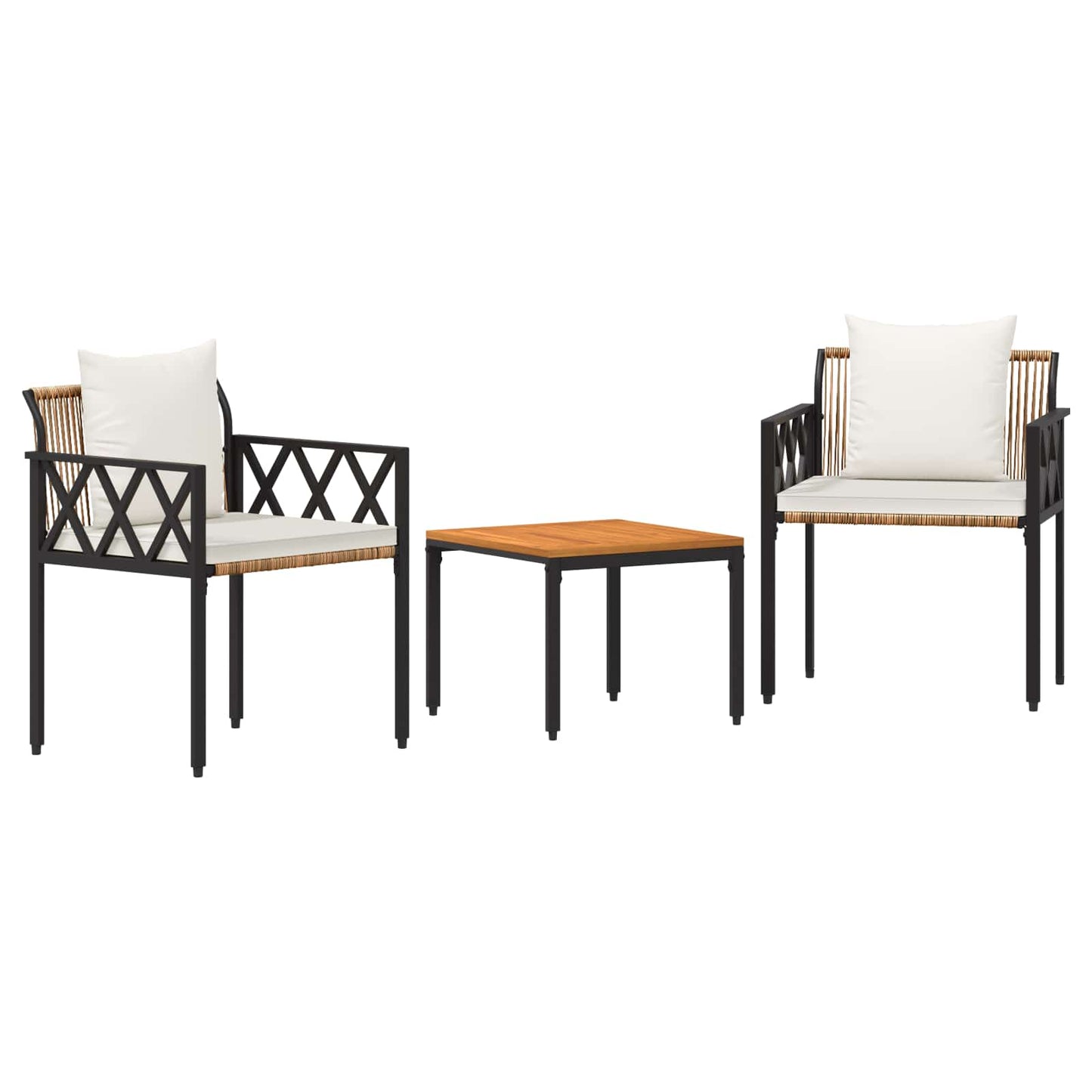 Set Mobili da Esterno 3 pcs Marrone e Bianco Crema polyrattan | homemem39