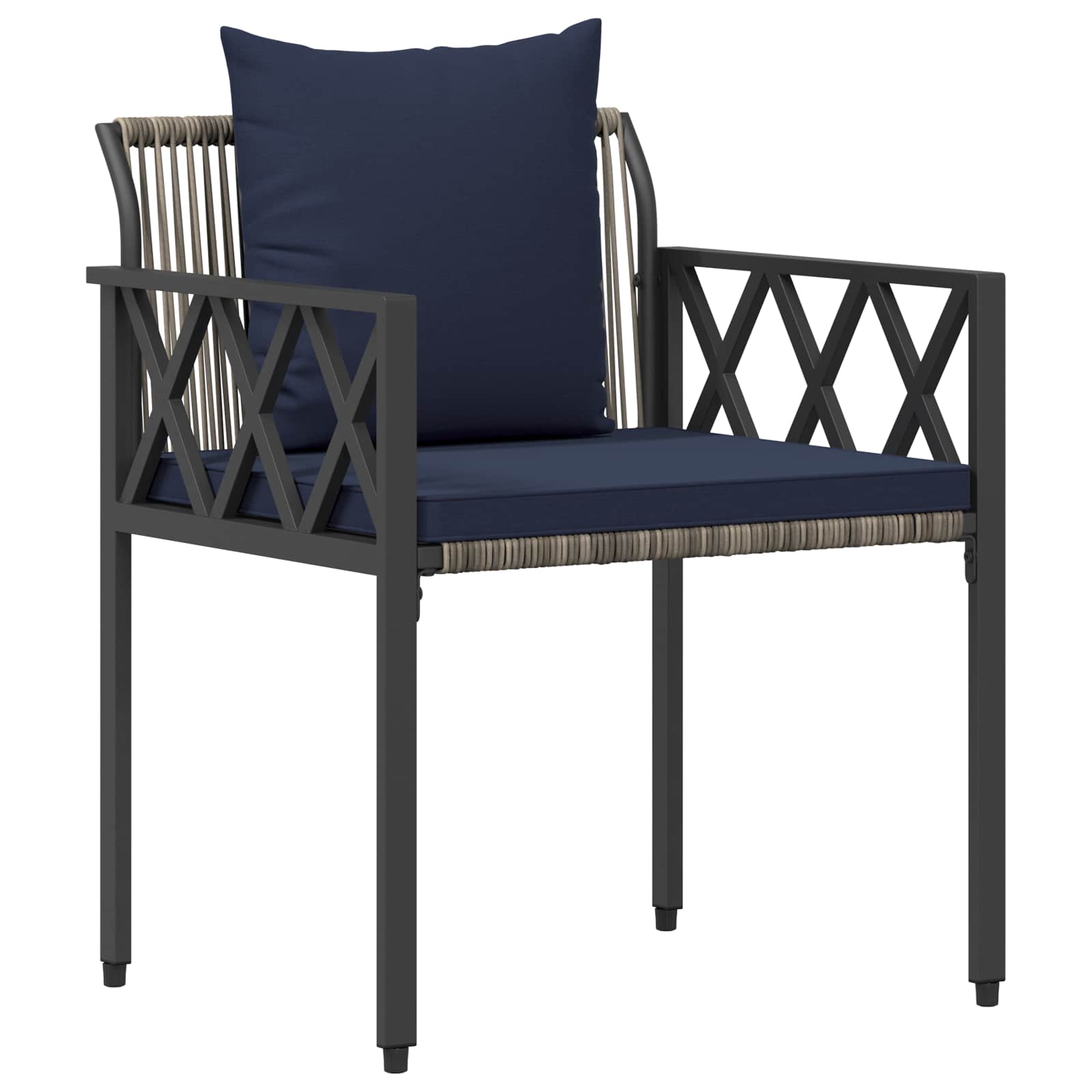 Set Mobili da Esterno 3 pcs Grigio e Blu Navy polyrattan | homemem39