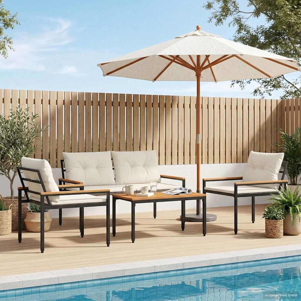 Set Mobili da Esterno 4 pcs Bianco Crema polyrattan