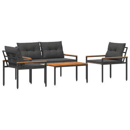 Set Mobili da Esterno 4 pcs Grigio Scuro polyrattan | homemem39