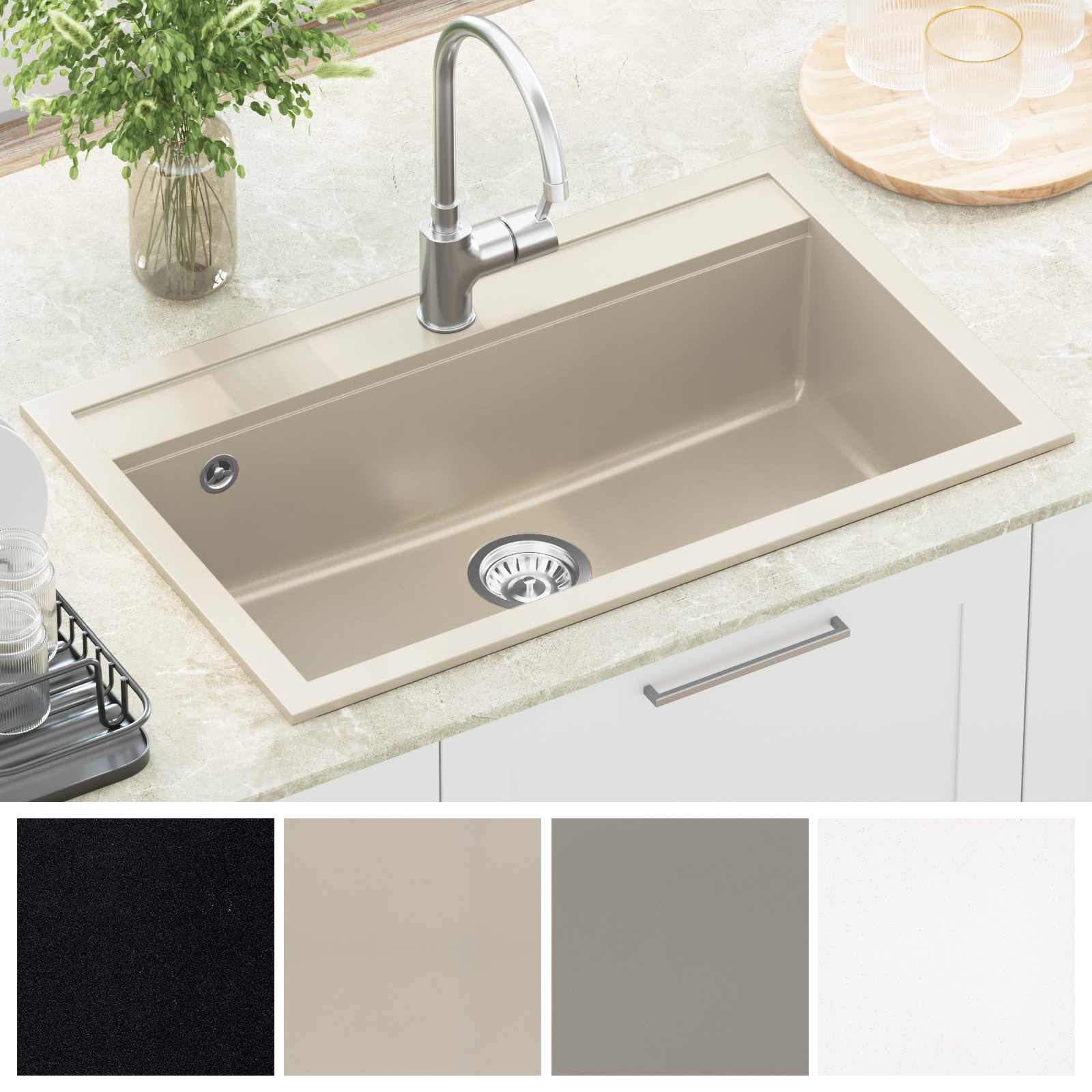 Lavello Beige 795 x 505 mm Granito | homemem39