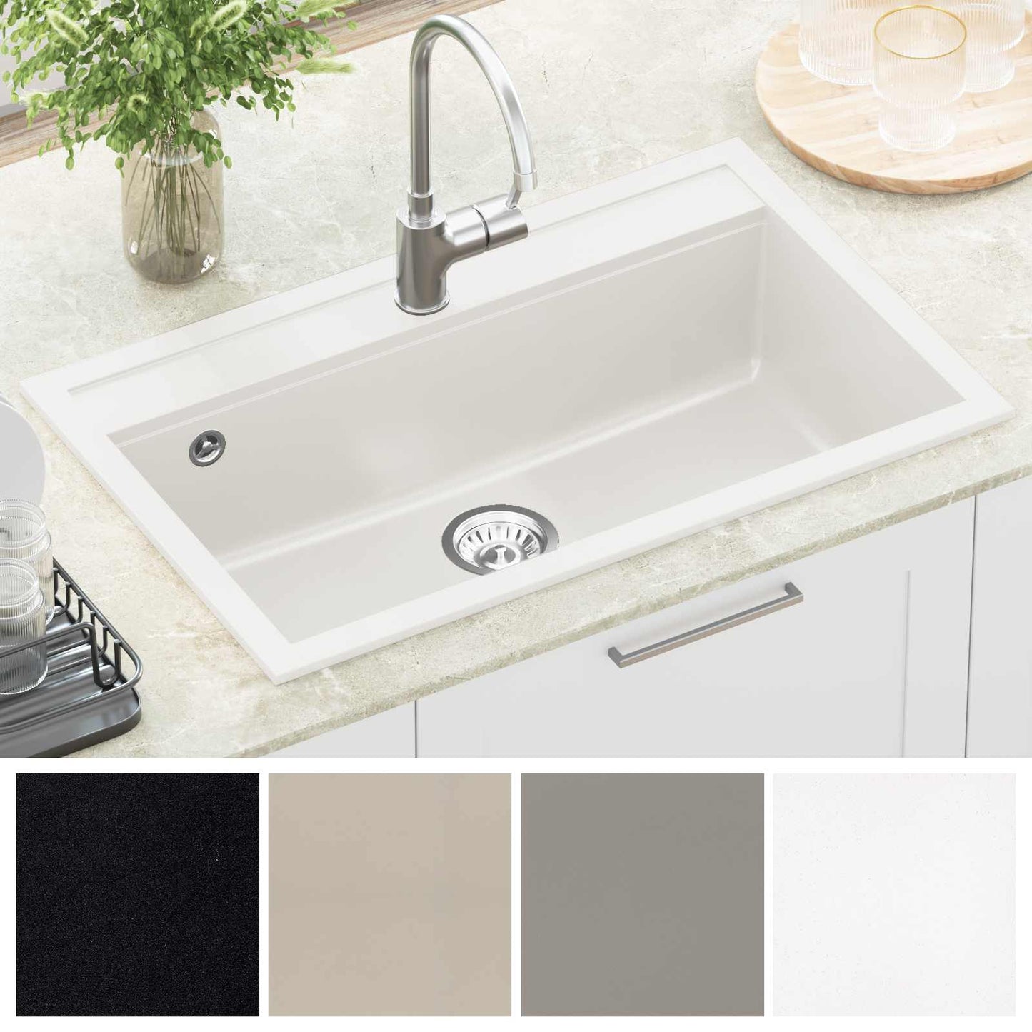 Lavello Bianco 795 x 505 mm Granito | homemem39