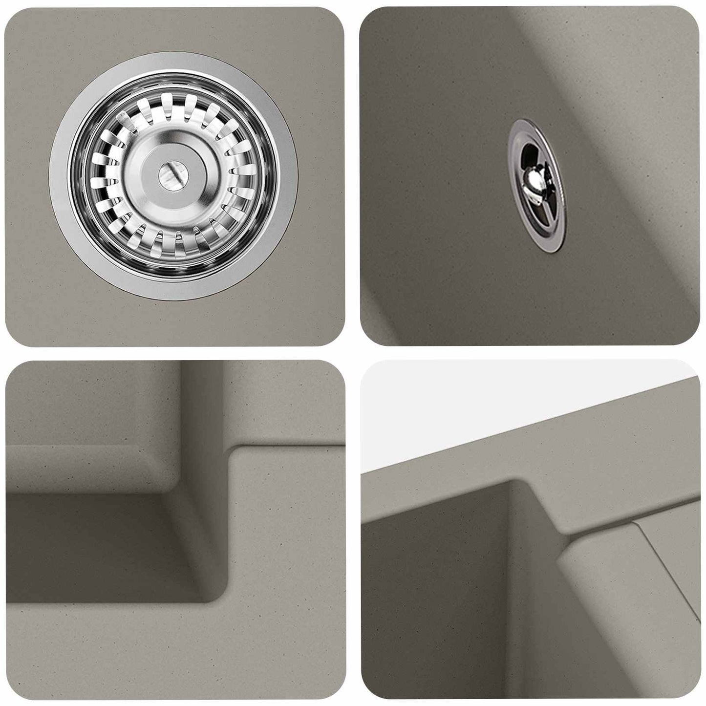 Lavello Grigio 780 x 500 mm 80% Quarzo e 20% Resina